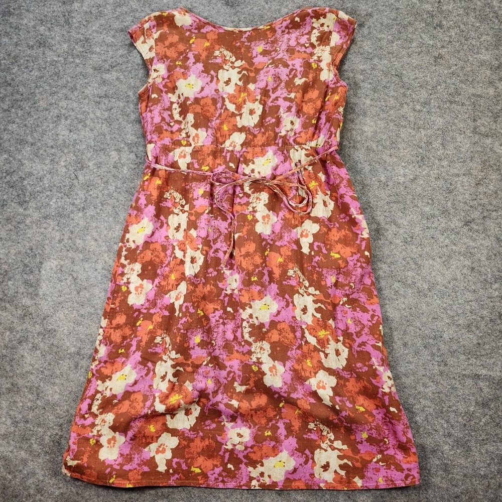 Eddie Bauer‎ A-line Dress Women P12 Pink Orange Cap Sleeve Beachy Boho Floral - Picture 12 of 12